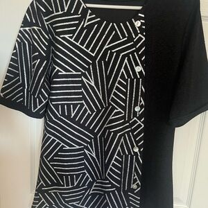 Black and Silver Geometric Pattern Top